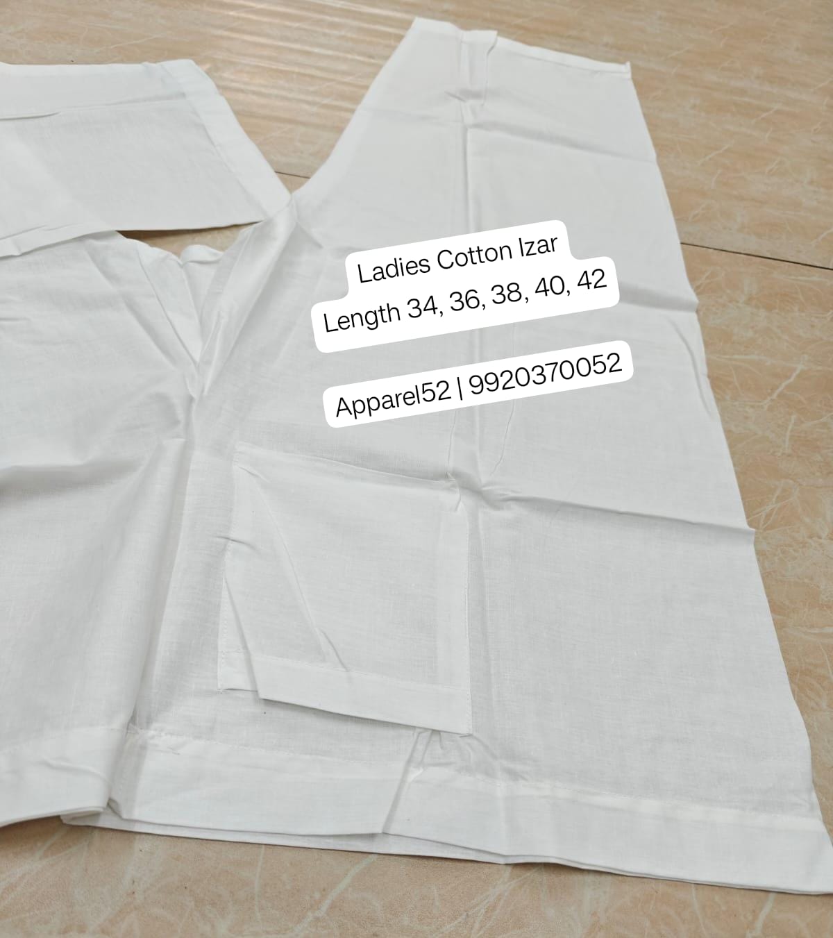  Ladies White izar with elastic suitable for Umrah (36, 38, 40)